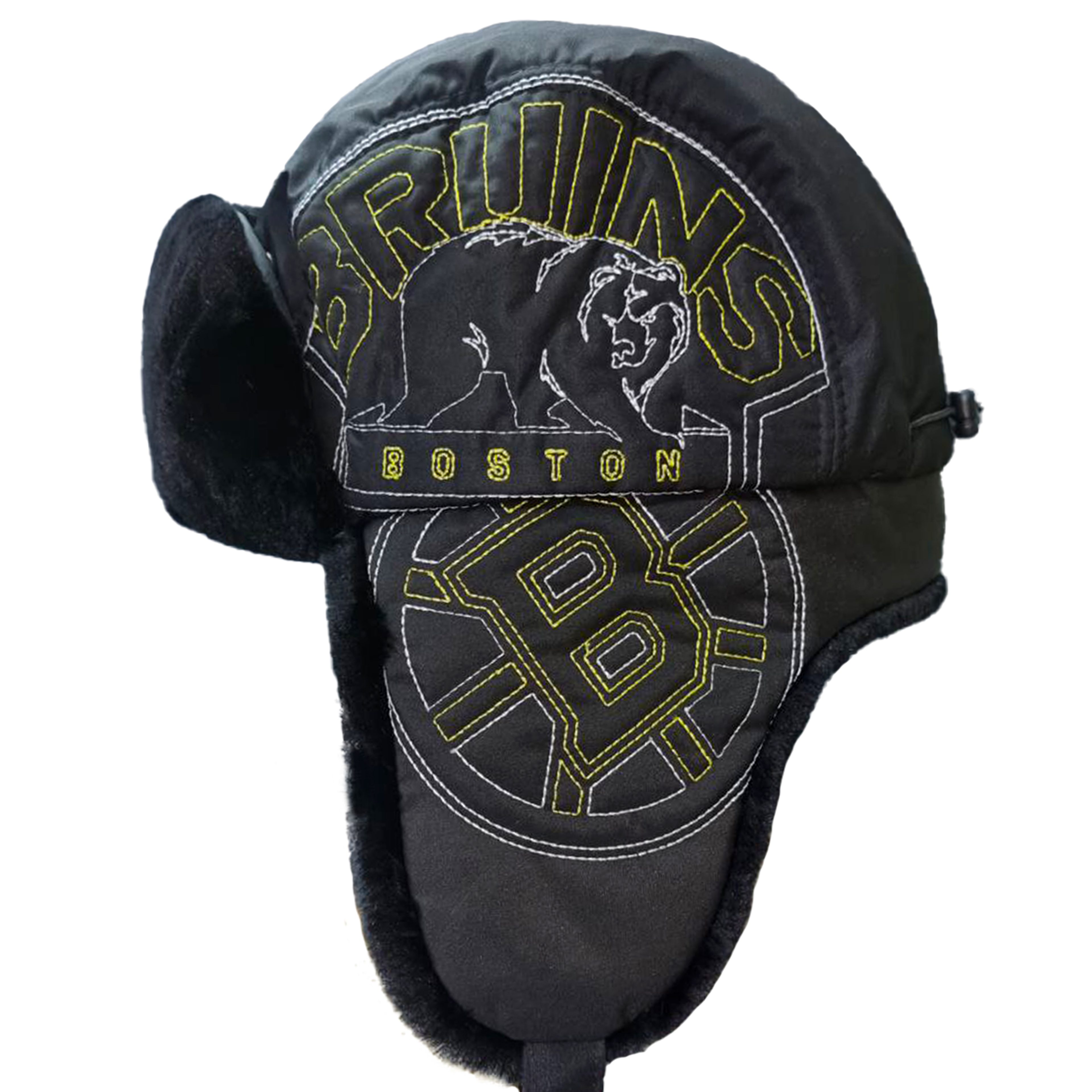 Шапка-ушанка Boston Bruins с вышивкой черная