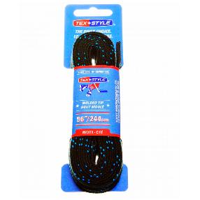 Шнурки для коньков хлопковые Texstyle Double Blue Line And  Molded Tip Extra Wide Heavy Duty