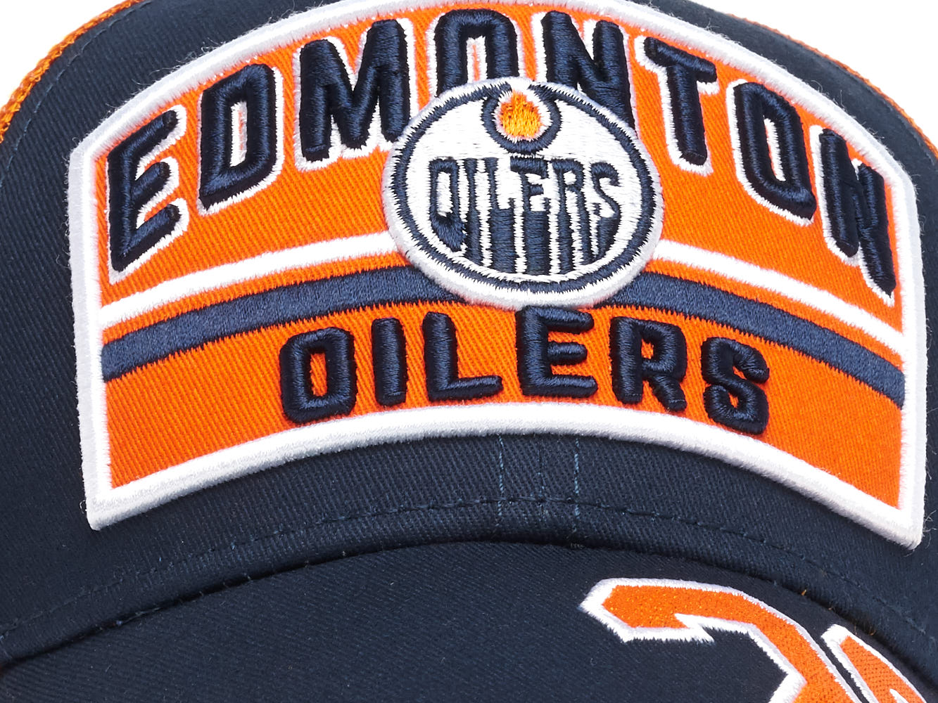 Бейсболка "NHL Edmonton Oilers" №29 сине-оранжевая с сеткой 55-58