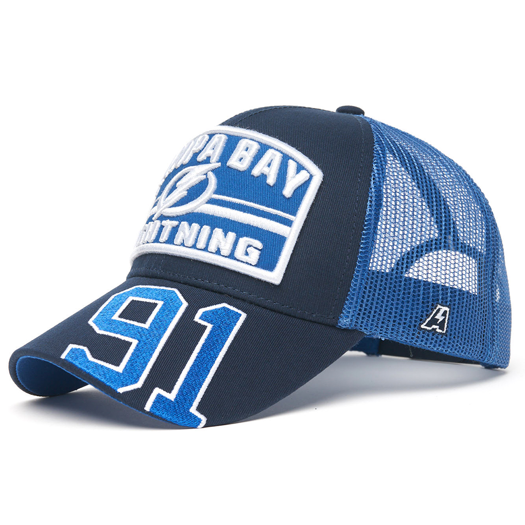 Купить Бейсболка "NHL Tampa Bay Lightings" №91 синяя с сеткой 55-58 в Казахстане — Hockey1.kz