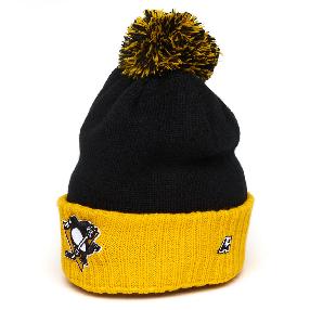 Шапка "NHL Pittsburgh Penguins" с помпоном черно-желтая 55-58