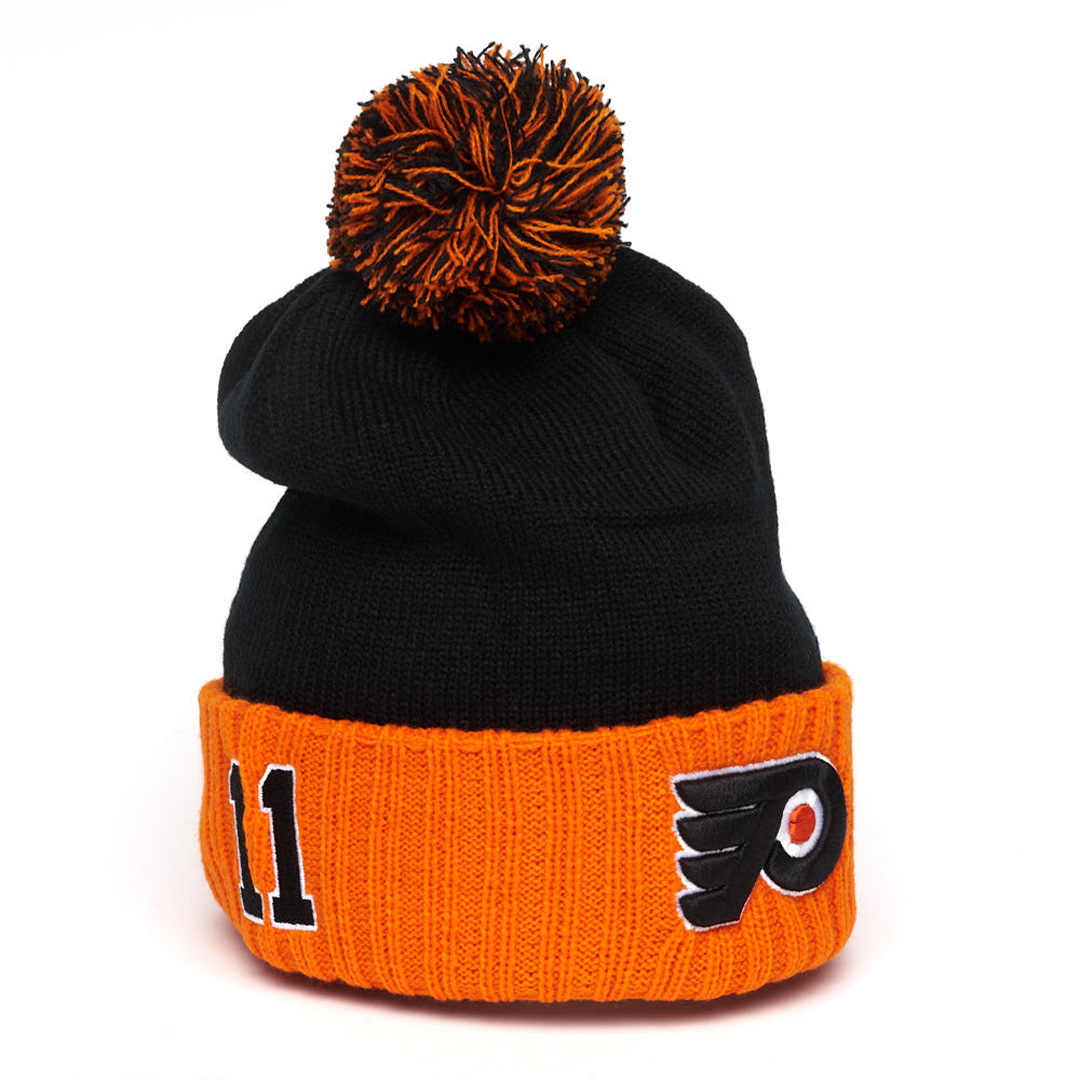 Купить Шапка "NHL Philadelphia Flyers" № 11 с помпоном черно-оранжевая в Казахстане — Hockey1.kz