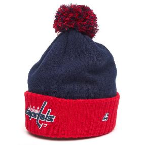 Шапка "NHL Washington Capitals"с помпоном с вышивкой сине-красная