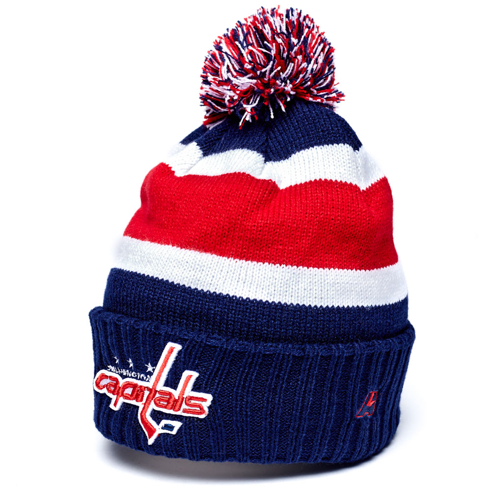 Шапка "NHL Washington Capitals" с помпоном с вышивкой кр-бел-син (подростковая)