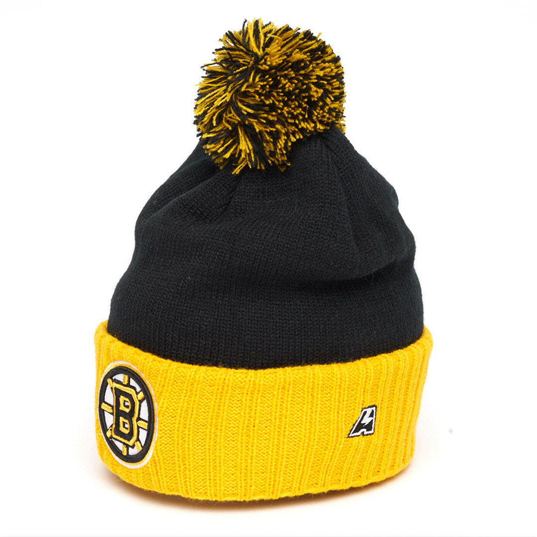 Купить Шапка "NHL Boston Bruins" с помпоном с вышивкой черно-желтая в Казахстане — Hockey1.kz