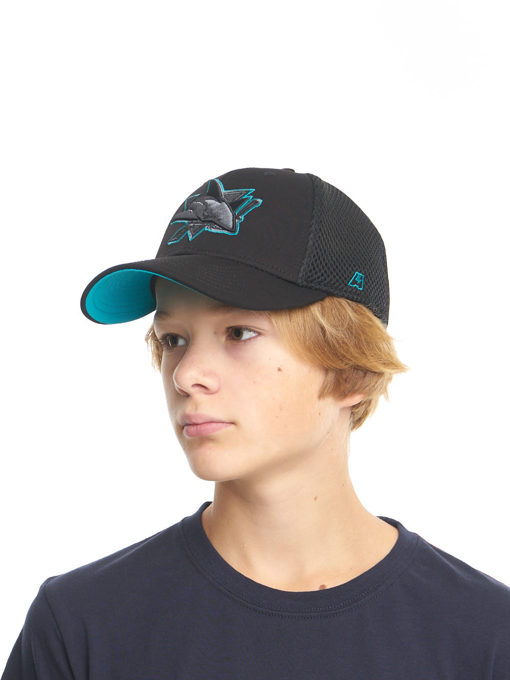 Бейсболка "NHL San Jose Sharks" черная с сеткой 52-54