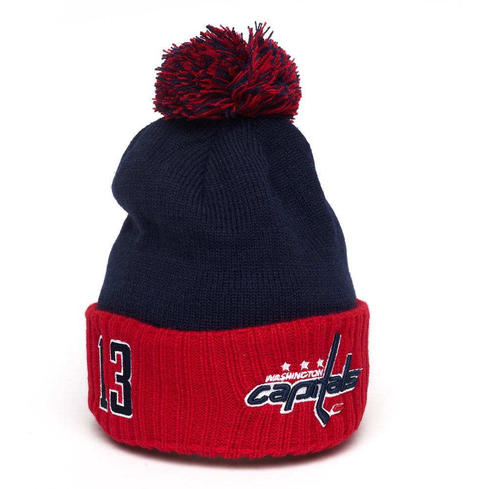 Купить Шапка "NHL Washington Capitals" №13 с помпоном с вышивкой сине-красная в Казахстане — Hockey1.kz