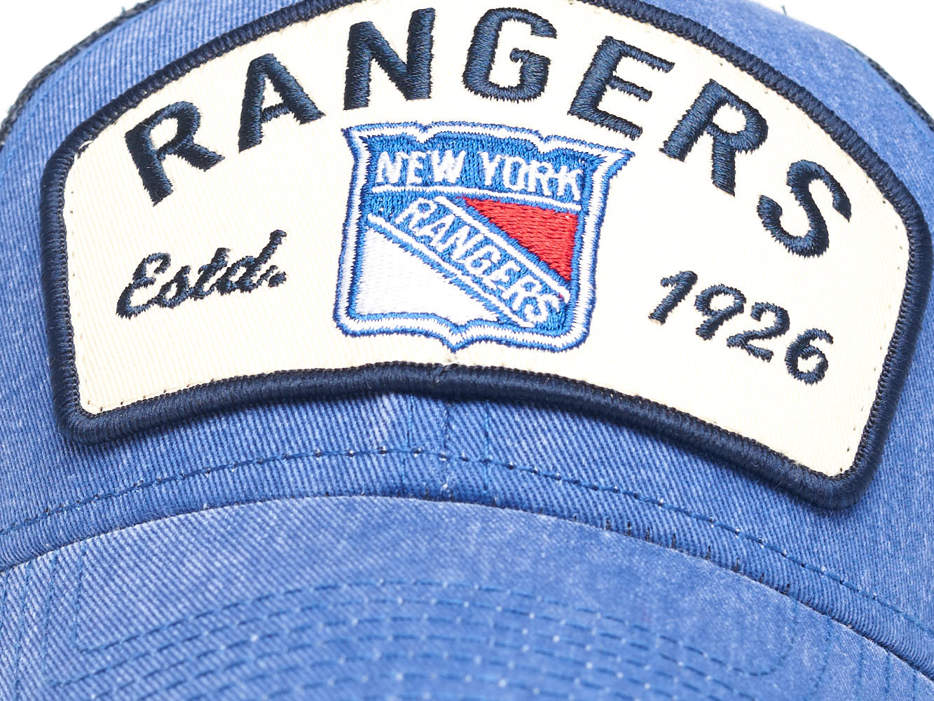Бейсболка "NHL New York Rangers Hockey Est. 1926" сине-черная с сеткой 52-54