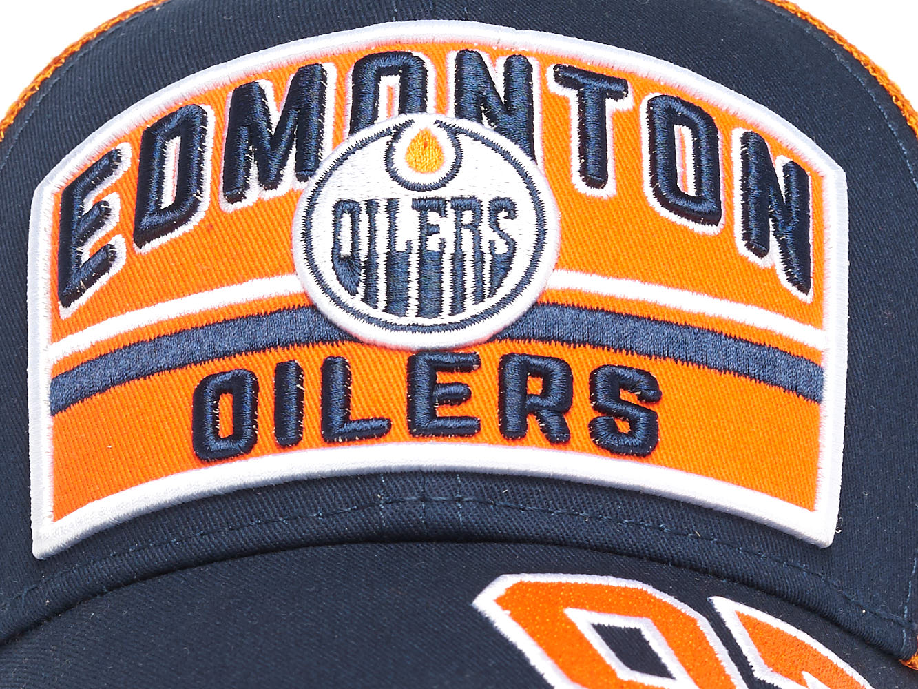 Бейсболка "NHL Edmonton Oilers" №97 сине-оранжевая с сеткой 55-58