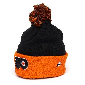 Шапка "NHL Philadelphia Flyers" с помпоном черно-оранжевая 55-58