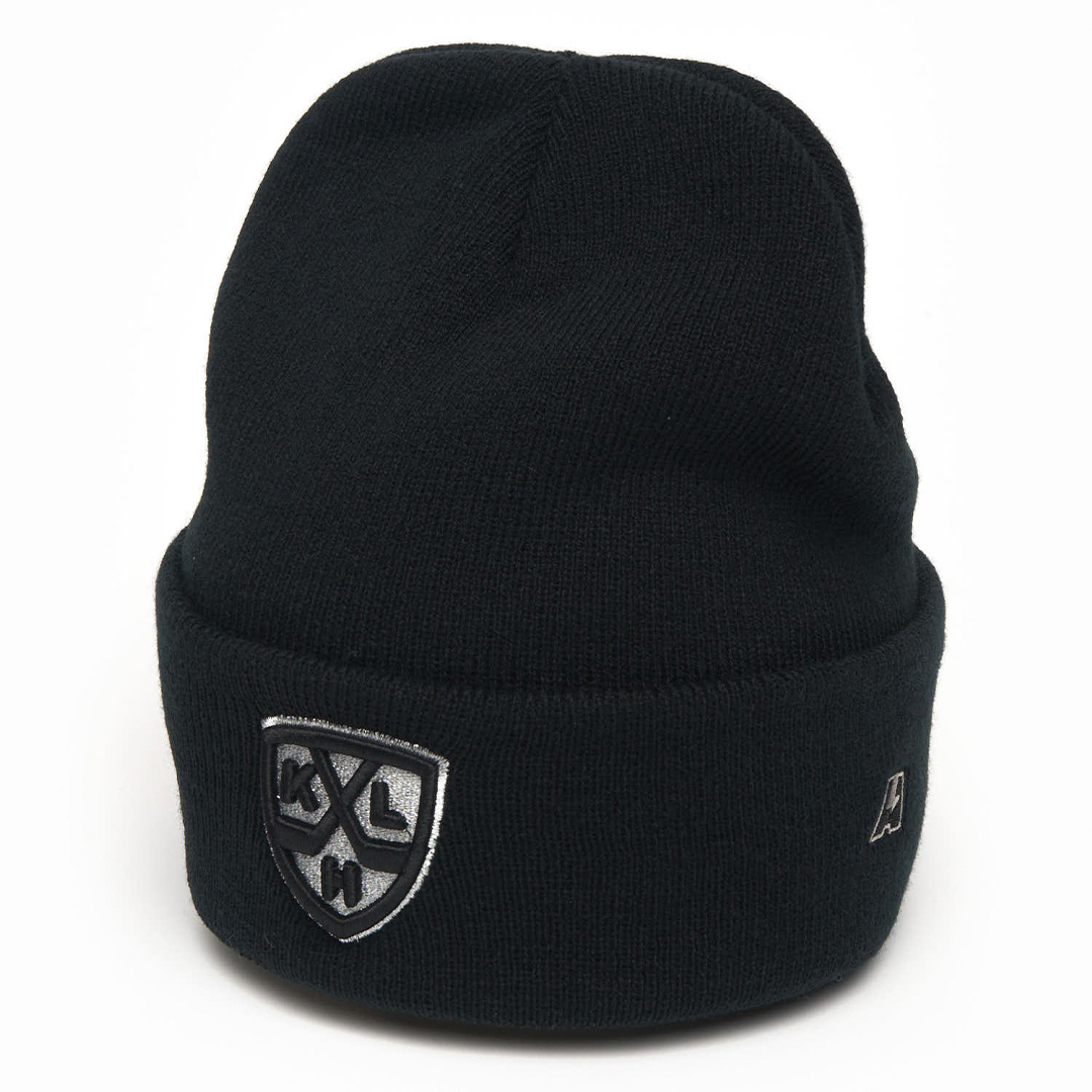 Купить Шапка "KHL" (Steel Collection) с вышивкой с отворотом черная в Казахстане — Hockey1.kz