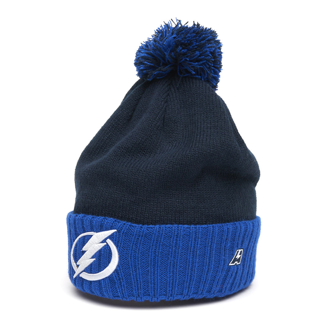 Купить Шапка "NHL Tampa Bay Lightning" с помпоном с вышивкой синяя в Казахстане — Hockey1.kz