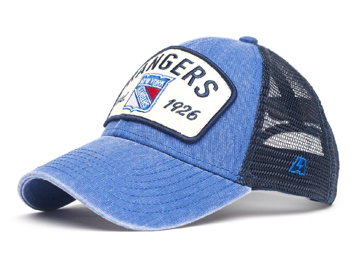 Бейсболка "NHL New York Rangers Hockey Est. 1926" сине-черная с сеткой 52-54