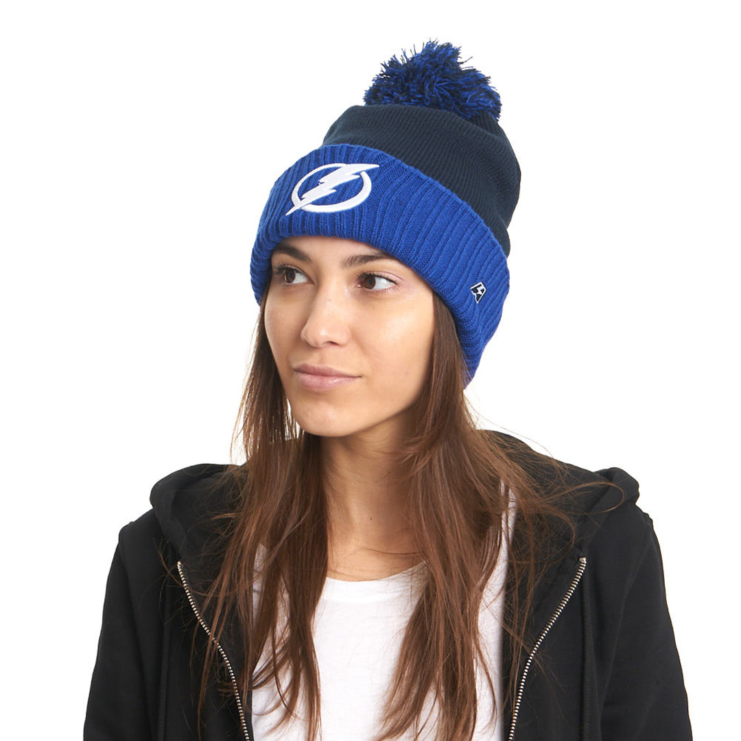 Шапка "NHL Tampa Bay Lightning" №88 с помпоном с вышивкой синяя