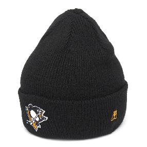 Шапка "NHL Pittsburgh Penguins" с вышивкой с отворотом черная 55-58