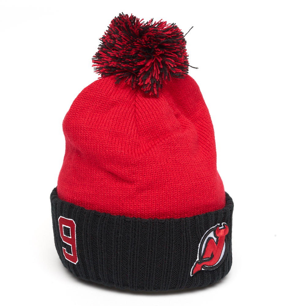 Купить Шапка "NHL New Jersey Devils" №9 с помпоном с вышивкой красная в Казахстане — Hockey1.kz