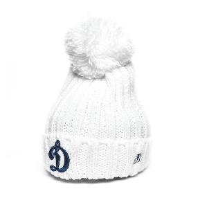 Шапка "KHL Динамо" с помпоном белая 55-58