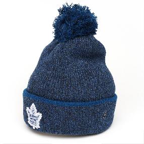 Шапка "NHL Toronto Maple Leafs" с помпоном с вышивкой темно-синяя-меланж