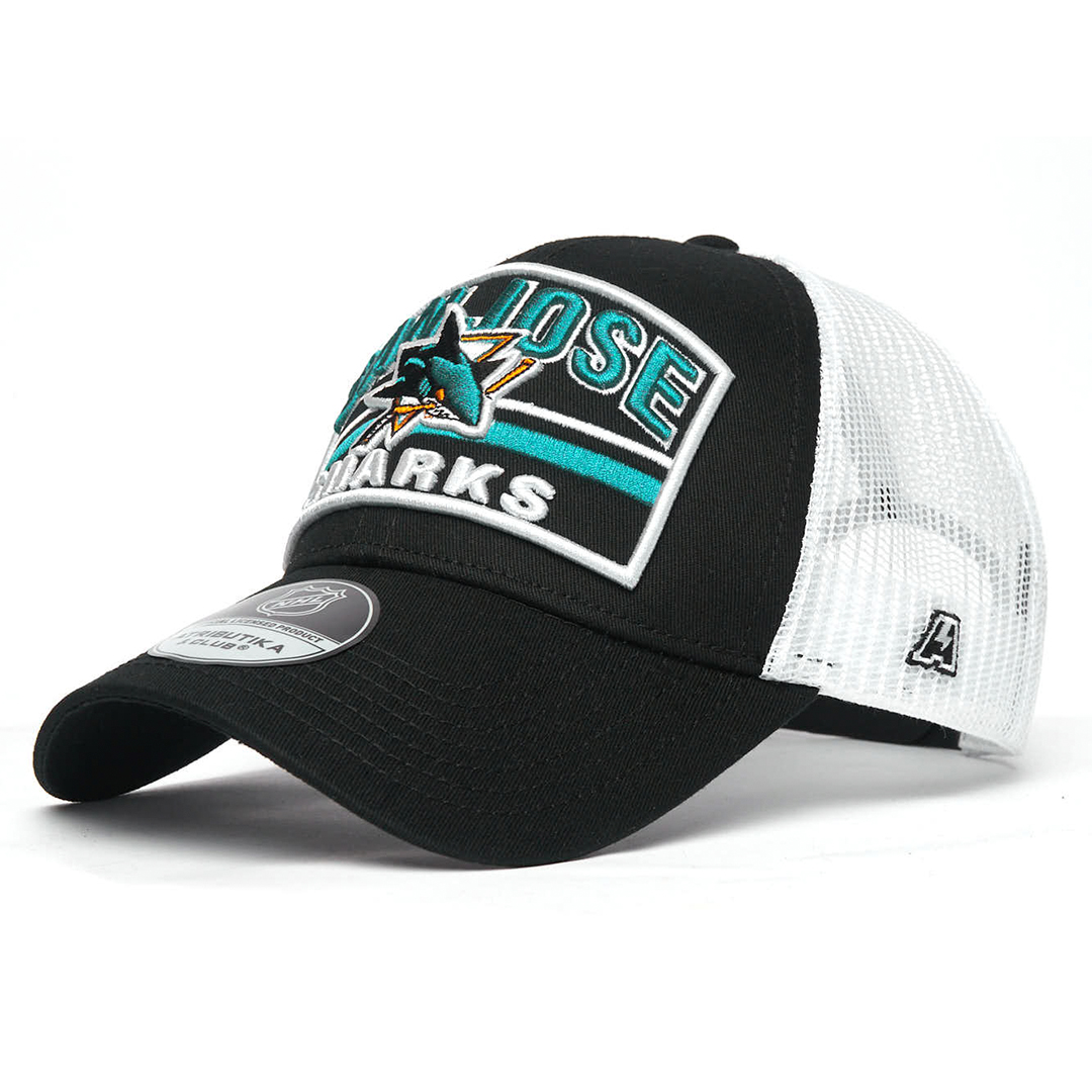 Купить Бейсболка "NHL San Jose Sharks" черно-белая с сеткой 55-58 в Казахстане — Hockey1.kz