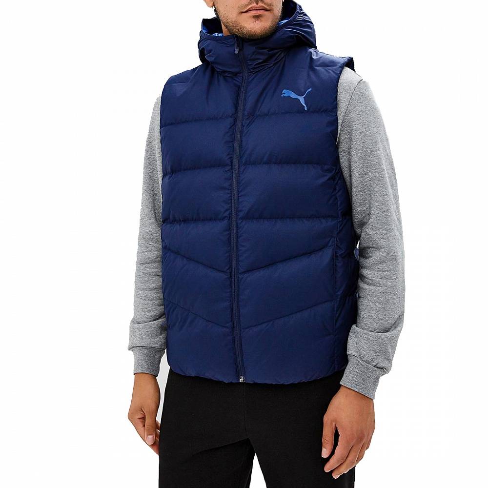 Купить Жилет утепленный с капюшоном (пух) Puma Ess 400 Down Vest Peacoat темно-синий в Казахстане — Hockey1.kz